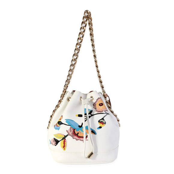 Dior White Calfskin & Multicolor Python Appliqué Paradise Bubble Bucket Bag - Picture 8 of 8